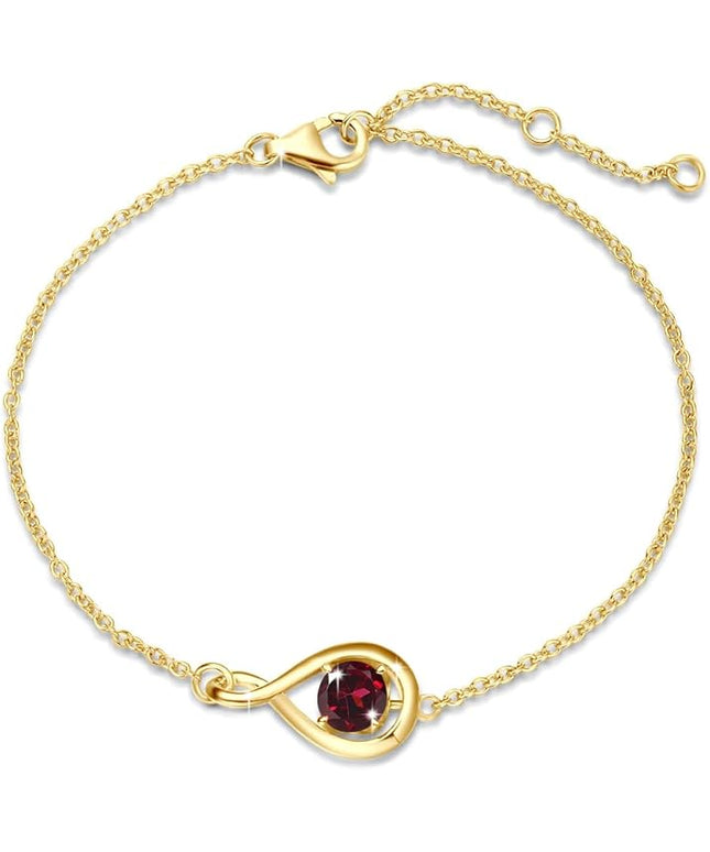FANCIME Love Bracelet 925 Sterling Silver Infinity Birthstone Bracelets for Women Fine Jewelry Birthday Christmas Gifts for Her Mom Wife, Chain Length 6.7"+1.2" Extend