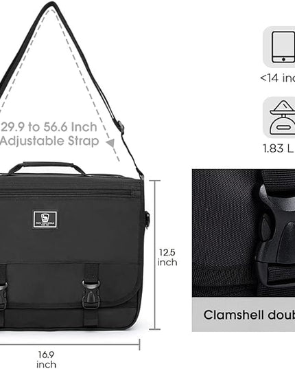 OIWAS Briefcase for 14 Inch Laptop, Messenger Bag for Men Crossbody School Satchel for Boys Multi Pockets Large Capacity Bag with Removable Shoulder Strap