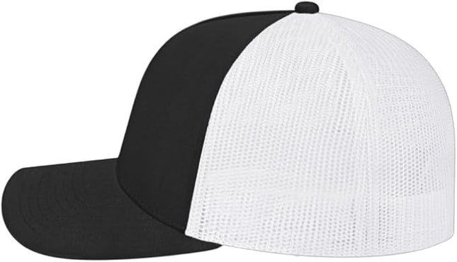 Cap America i3039 Classic 5 Panel Mid Profile Structured Trucker Mesh Back Cap w/ & Adjustable Snapback