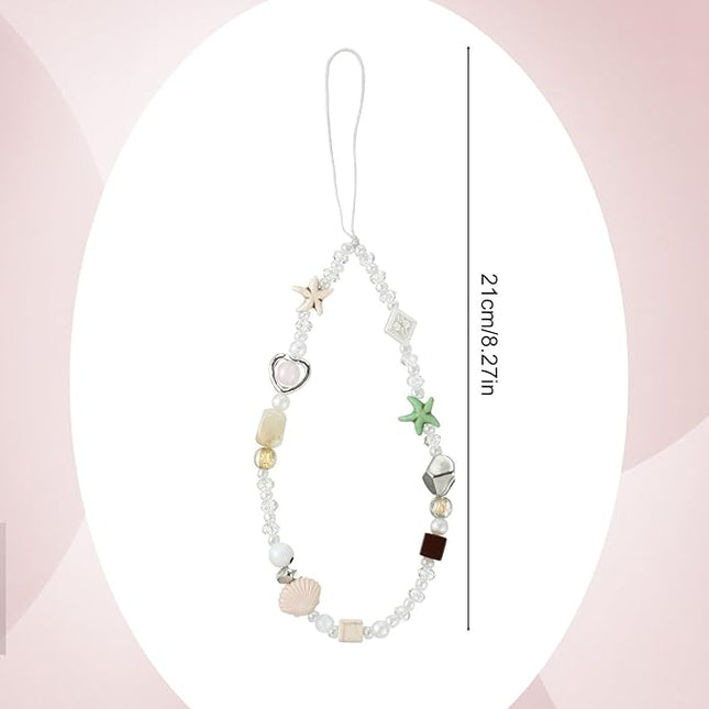 Cute Phone Charms Lanyard Beaded Camera Wrist Strap Pearl Bracelet Keychain Decoration Beaded Chain String for Cell Phone Case Wallet Bag Keychain Women Aesthetic Handmade Accessories
