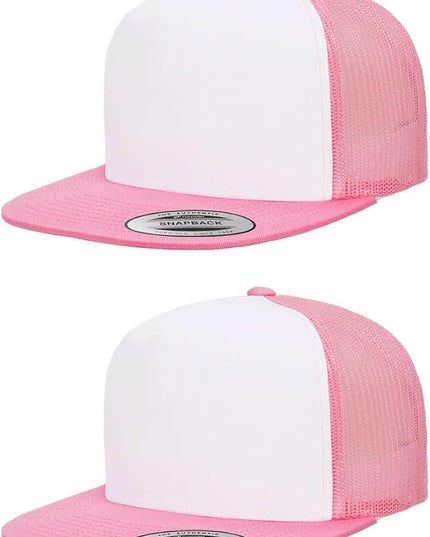 Yupoong 5-Panel YP Classic Trucker Cap | High Profile Flat Visor Snapback | OSFM | Bulk Packs Available
