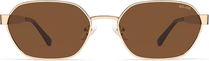 SOJOS Trendy Polarized Hexagon Sunglasses for Women Men, UV400 Retro Rectangle Shades SJ1238
