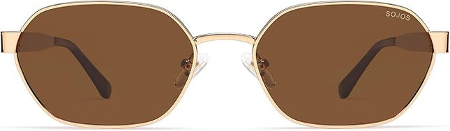 SOJOS Trendy Polarized Hexagon Sunglasses for Women Men, UV400 Retro Rectangle Shades SJ1238