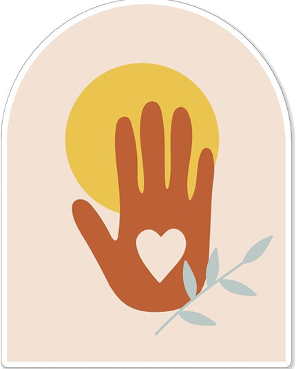 (1PC) Sun Heart Hand Flowers Sticker for Phone Tablet Laptop Car Truck Window | 4" Sticker