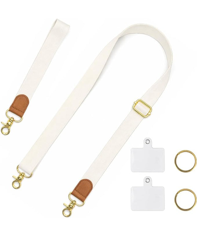 Cell Phone Lanyard Crossbody with Wrist Strap, Adjustable Pure White Phone Lanyard Wrist for Phones, Car Keys, Keychain and ID Badge – Universal Set