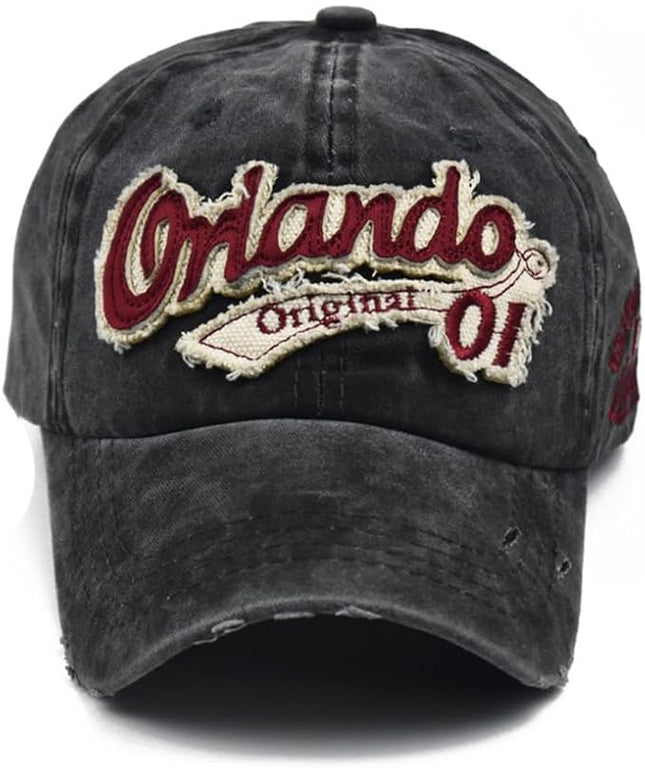 Classic Vintage Distressed Baseball Cap, Washed Cotton, Adjustable Fit