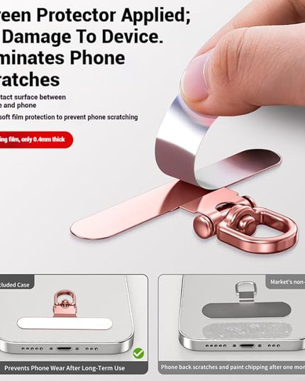 Phone Tether Tab & Cell Phone Charms Split Ring Strap 360° Swivel Clip Ultra Thin Stainless Steel Universal Lanyard Patch Cords DIY String for All Phone Cases Hanging USB Drive Keychain Accessories