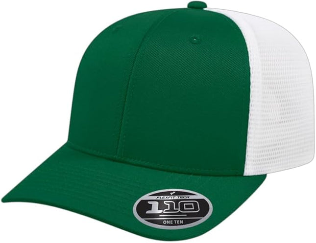 Cap America i8502 Flexfit 110 Premium Mid Profile 6-Panel Mesh Back Trucker Cap Hat w/UV Guard & Adjustable Snapback