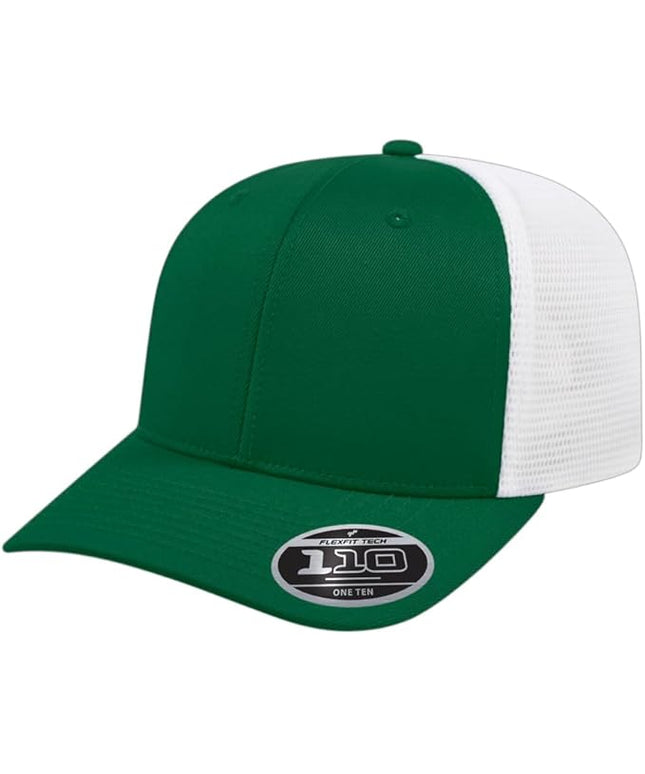 Cap America i8502 Flexfit 110 Premium Mid Profile 6-Panel Mesh Back Trucker Cap Hat w/UV Guard & Adjustable Snapback
