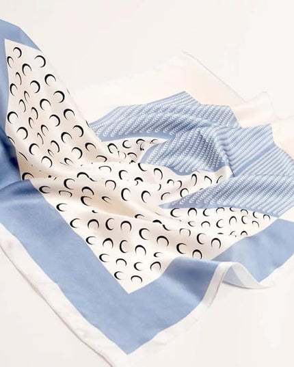 ANDANTINO 100% Pure Mulberry Silk Small Square Scarves -21'' x 21''- Digital Printed Neckerchief –Women Men Lightweight Scarf