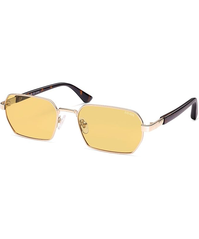 SOJOS Retro Rectangle Polarized 90s Sunglasses for Women Men,Trendy Narrow Hexagon Square Shades SJ1270