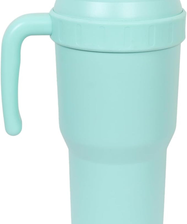 40 Oz Tumbler with Handle & Straw Lid, Insulated Stainless Steel Vacuum Flask, Double Wall Thermal Car Cup for Hot & Cold Drinks, Leak Proof, BPA Free (Mint Blue)