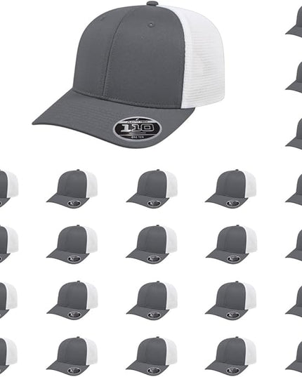 Cap America i8502 Flexfit 110 Premium Mid Profile 6-Panel Mesh Back Trucker Cap Hat w/UV Guard & Adjustable Snapback