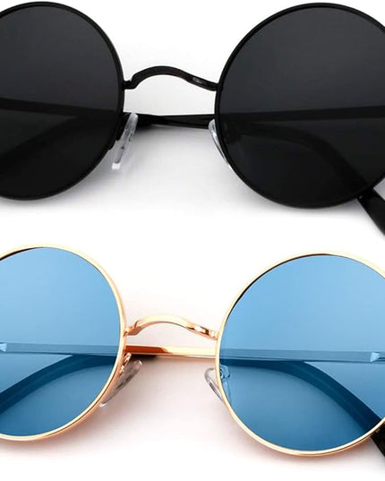 KALIYADI Round Polarized Sunglasses for Men Women Retro Metal Hippie Circle Style Sun Glasses UV Protection