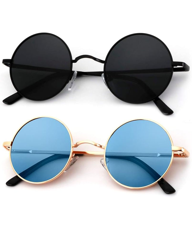 KALIYADI Round Polarized Sunglasses for Men Women Retro Metal Hippie Circle Style Sun Glasses UV Protection