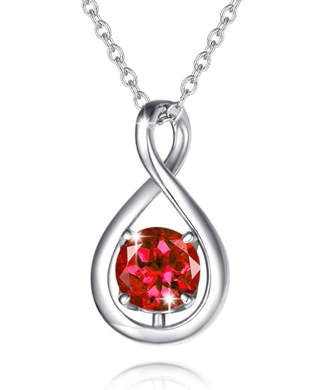 FANCIME Birthstone Necklaces for Women Fine Jewelry Sterling Silver Dainty Infinity Pendant Anniversary Birthday Christmas Gifts for Her Wife Mom Lady Daughter, Chain 16"+2" Extend