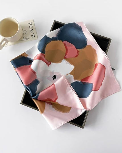 MINIDORA Satin Scarves for Women 27.5 × 27.5 inches Medium Square Elegant Silk Feeling Head Scarf
