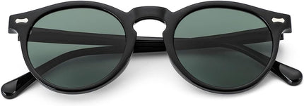Gleyemor Vintage Polarized Sunglasses for Men Round Sunglasses UV400 Protection Retro Hand-crafted Acetate Frame