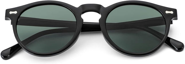 Gleyemor Vintage Polarized Sunglasses for Men Round Sunglasses UV400 Protection Retro Hand-crafted Acetate Frame