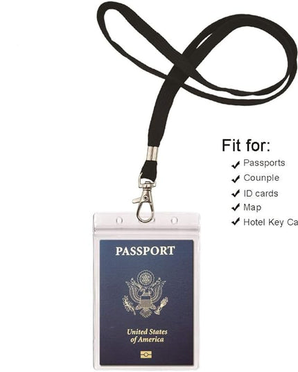 4x6Inch Extra Large Passport Holders ID Badge PVC Card Holder with Lanyards Fill for Passports by ALMHPVC (3Pack Black Lanyards)