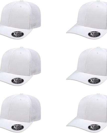 Cap America i8502 Flexfit 110 Premium Mid Profile 6-Panel Mesh Back Trucker Cap Hat w/UV Guard & Adjustable Snapback