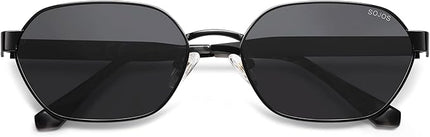 SOJOS Trendy Polarized Hexagon Sunglasses for Women Men, UV400 Retro Rectangle Shades SJ1238