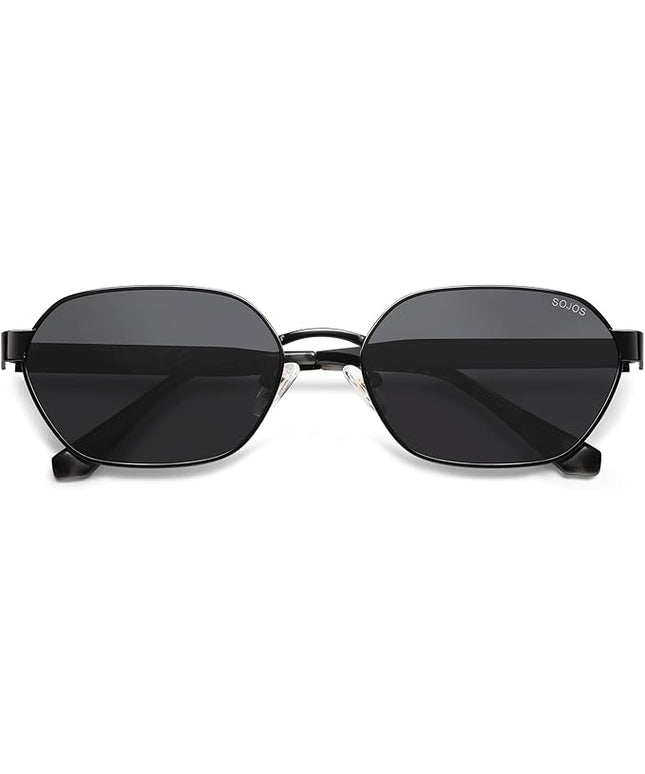 SOJOS Trendy Polarized Hexagon Sunglasses for Women Men, UV400 Retro Rectangle Shades SJ1238