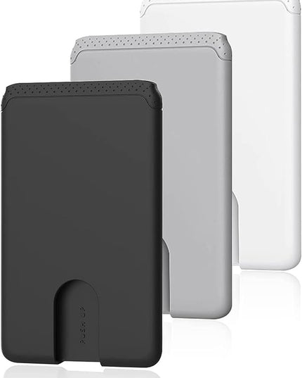 Senose Phone Wallet, 3 Pack (Black, White, Grey) - Unisex, Adult, Smartphone Users - Silicone, Anti-Slip Design, Easy Card Removal, 3 Compartments, 3.15 x 1.97 x 0.2 inches