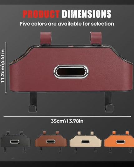 3-in-1 Car Backseat Organizer, 2026 Multifunctional Car Back Seat Storage Organize Box with Cup Holder Tissue Box, for Hold Phones, Snacks, Drinks, Handbags (Orange)