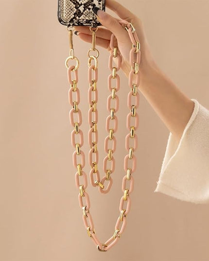 Phone Crossbody Chain Cell Phone Lanyard,Acrylic Shouder Strap Universal Phone Chain Strap with Phone Tether Patches Compatible with Most Phones Bag Purse (Q)