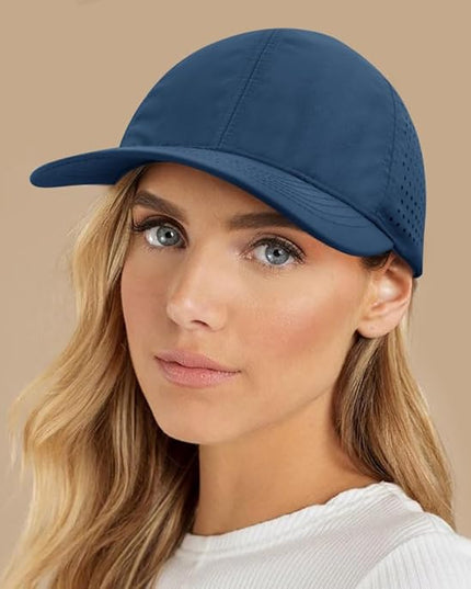 Xinveen Quick Dry Baseball Cap Curved Brim Snapback Hat Laser Cut Mesh Ball Cap Golf Ball Cap for Men Women