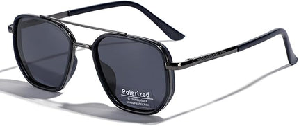 Polarized TR90 Sunglasses Vintage Square Flattop Sun Glasses Double Bridge Metal UV400 Eyewears