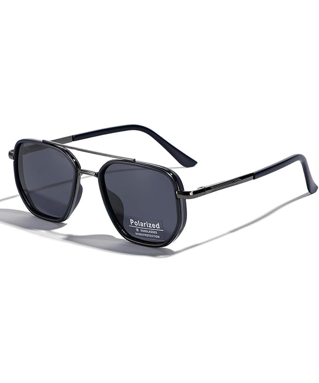 Polarized TR90 Sunglasses Vintage Square Flattop Sun Glasses Double Bridge Metal UV400 Eyewears