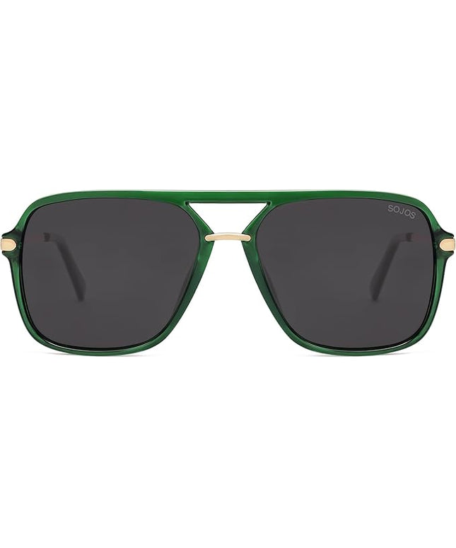 SOJOS Sunglasses for Women & Men, Square, Retro, Polarized Lens, Trendy Aviator, 90s Shades