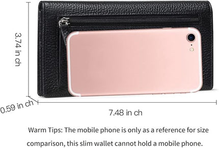 SENDEFN Wallet for Women RFID Blocking Leather Clutch Long Purse Large Capacity Credit Card Holder Wristlet