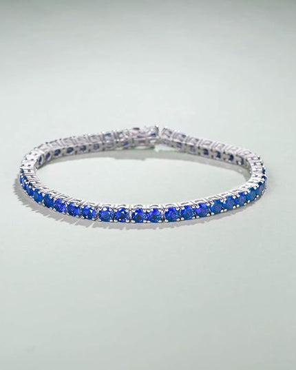 FANCIME Birthstone Bracelet Sterling Silver Gemstone Tennis Bracelets Fine Jewelry Wedding Bridal Prom Birthday Gift for Women Her, Length 7.2 Inch Width 4mm