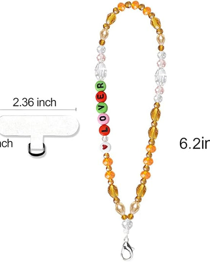 Marble Beaded Phone Wrist Strap, Cellphone Lanyard with Tether Tab, Hands-Free Wristlet Bracelet