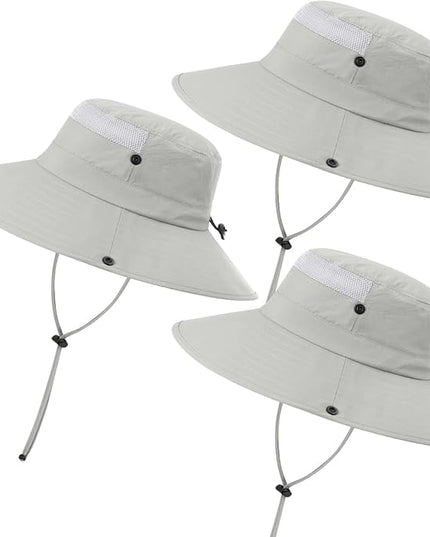 3 Pack Mens Boonie Sun Hat UV Protection Outdoor Bucket Fishing Hat for Hiking Safari & Gardening