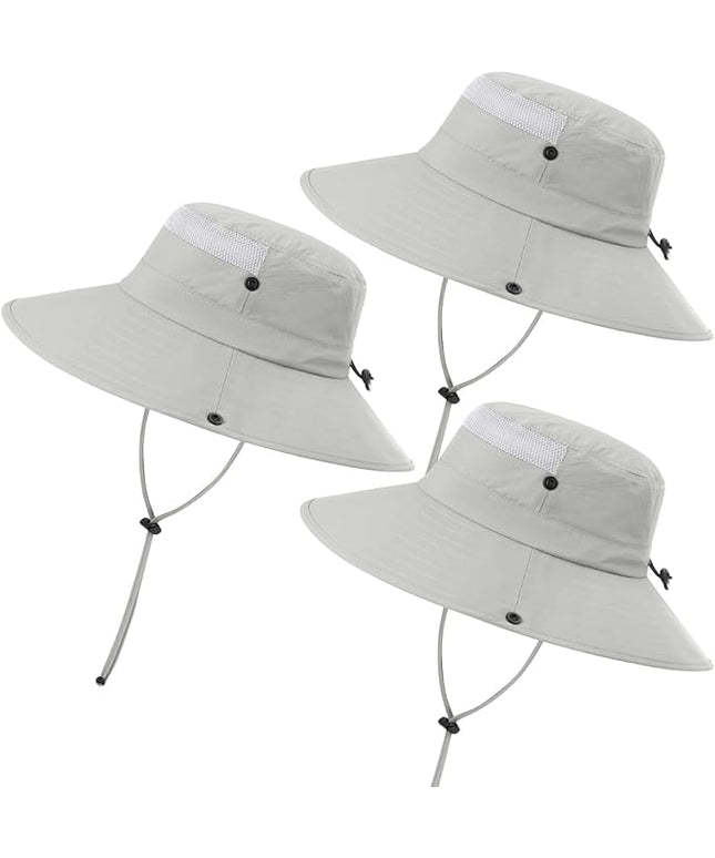 3 Pack Mens Boonie Sun Hat UV Protection Outdoor Bucket Fishing Hat for Hiking Safari & Gardening