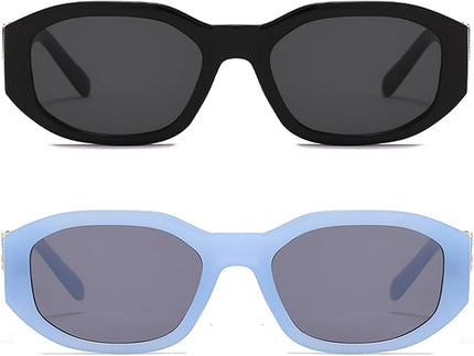 BUTABY Rectangle Sunglasses for Women Retro Driving Glasses 90’s Vintage Fashion Irregular Frame UV400 Protection