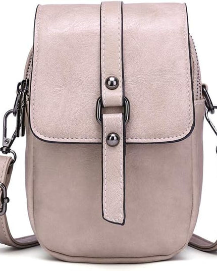 myfriday Vintage Crossbody Phone Bag for Women, Small PU Leather Shoulder Purse and Handbag with Tassel&Rivet Decoration