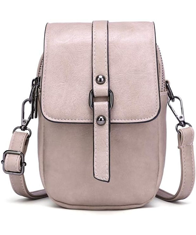 myfriday Vintage Crossbody Phone Bag for Women, Small PU Leather Shoulder Purse and Handbag with Tassel&Rivet Decoration