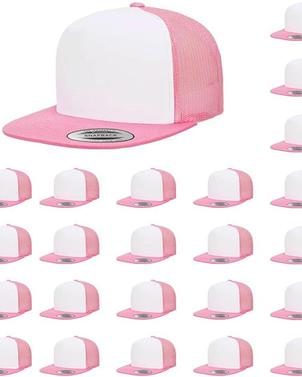 Yupoong 5-Panel YP Classic Trucker Cap | High Profile Flat Visor Snapback | OSFM | Bulk Packs Available