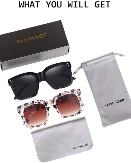 Vintage Women Oversized Sunglasses Designer Luxury Square Sun Glasses UV400 Protection Flat Lens