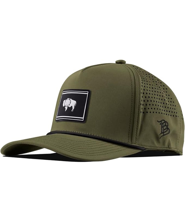 Branded Bills Wyoming Vintage PVC Curved 5 Panel Rope, Snapback Closure, Lightweight, Comfortable Baseball Cap
