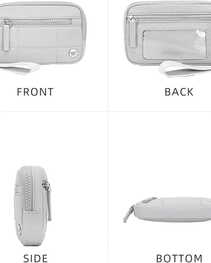 WESTBRONCO Wristlet Wallets for Women Nylon Quilted RFID Wallet with 3 Zipper Purse for Travel