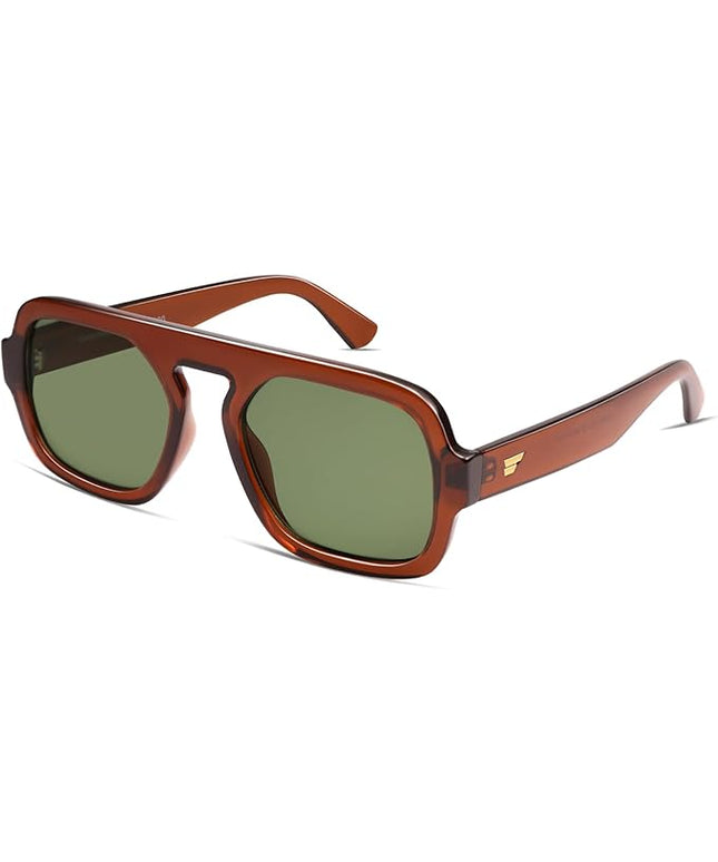 VANLINKER Oversized Retro Square Aviator Sunglasses for Women Men 70s Vintage Style Trendy Big Flat Top Sun Glasses VL9826