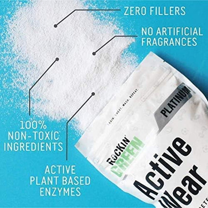 Rockin’ Green Active Wear Laundry Detergent - Unscented Laundry Detergent Powder & Odor Eliminator - Workout Clothes & Sportswear - Safe for Sensitive Skin - 90 Loads