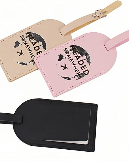 Luggage Tags for Suitcases, PU Leather Luggage Flip Privacy Cover Protection Tags Luggage Tags, for Travel Essentials, Stylish Baggage Labels for Handbags(3 Pack,The Earth