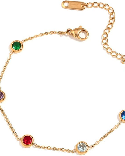 DASIQI Zirconia Tennis Bracelet for Women Hypoallergenic Gold Silver Titanium Steel Chains with Rainbow Stones, Pavé Sparkle | Everyday Luxury